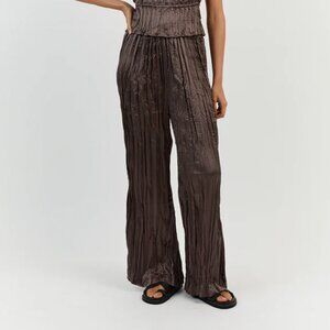 DISSH Cori Taupe Wide Leg Crinkle Pant